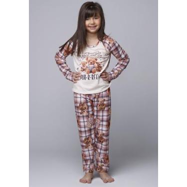 Imagem de Kit 10 Pijamas Vekyo Longo Feminino Infantil Sublimado Estampado Marri