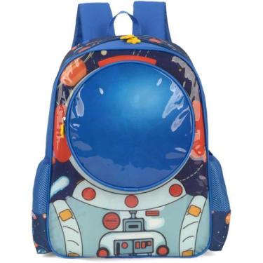 Imagem de Mochila Infantil UP4YOU Astronauta Grande Azul - Luxcel