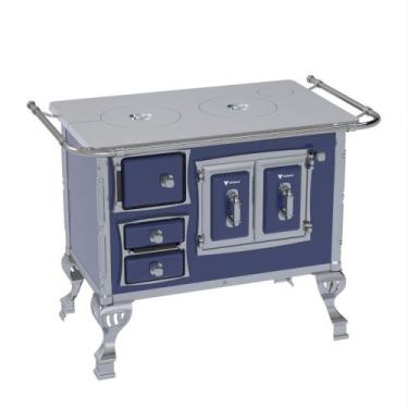 Imagem de Fogao a Lenha Venax n 1 Sec XVIII Chapa de Aluminio Azul, SAIDA DIREIT