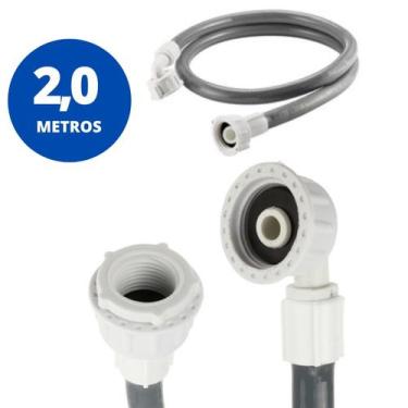 Imagem de Mangueira Entrada Água Máquina De Lavar Universal 2m Metros Cinza  Led