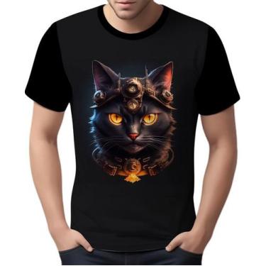 Imagem de Camisa Camiseta Estampada Steampunk Gato Face Tecnovapor 2 - Enjoy Sho