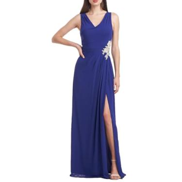 Imagem de JS Collections Vestido feminino Devyn com decote em V, Azul royal, 48