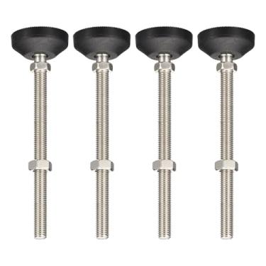 Imagem de DTGN Pés de nivelamento M12 x 150 x 50 mm (DxLxW) - Pacote com 4 - Bom para máquina de bancada de trabalho de móveis - Niveladores giratórios ajustáveis antiderrapantes e antichoque - Preto