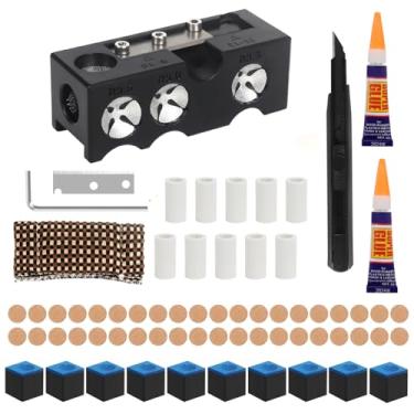 Imagem de Vefungyan Kit de substituição de ponta de taco de sinuca: Modelador de pontas de taco de bilhar 11 em 1 com 40 peças de pontas de taco de 13 mm e 10 cubos de giz
