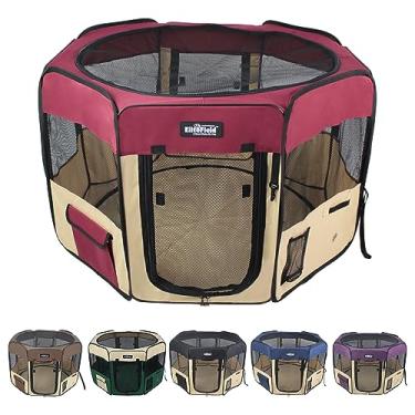 Imagem de Caneta de brinquedo EliteField macia de 2 portas, caneta de exercícios, vários tamanhos e cores disponíveis para cães, gatos e outros animais de estimação (91,44 cm x 91,44 cm x 60,96 cm A, marrom + bege)