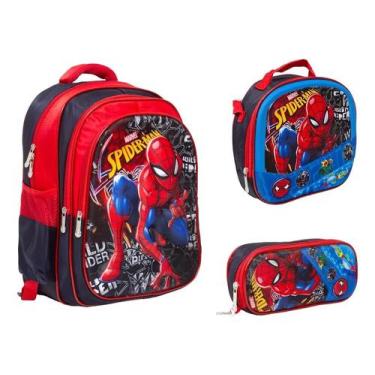 Imagem de Kit Bolsa Mochila Escolar Spider Man Masculina Passeio - TOYS 2U
