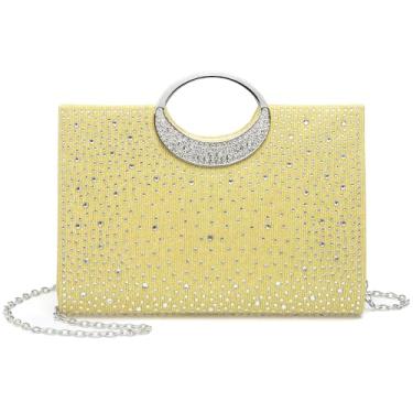 Imagem de DTGN Bolsas de noite bolsas clutch para mulheres formais, bolsas de mão de strass, bolsa transversal com corrente brilhante para festa de casamento, convidada, ouro, Dourado, L (US 12)