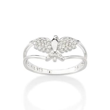 Imagem de Anel Rommanel Espírito Santo Prata 925 Com Zircônias 810233, Branco, 2