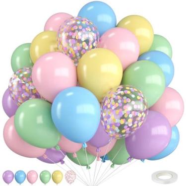 Imagem de Balões Pastel Macaron FEYG - 30 Unidades de 12 Polegadas com Fita
