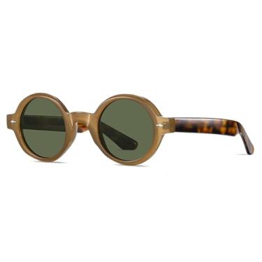 Imagem de Óculos de sol retrô polarizados de acetato uv400 anti luz azul para mulheres e homens verde marrom (marrom com verde)