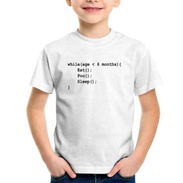 Imagem de Camiseta Infantil Eat Poo Sleep Código - Foca na Moda, Branco, 10