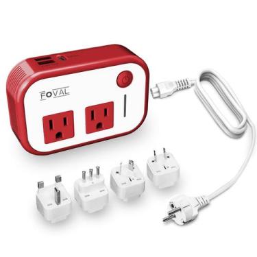 Imagem de Conversor de Tensão FOVAL 220V para 110V com Carregador USB-C 18W