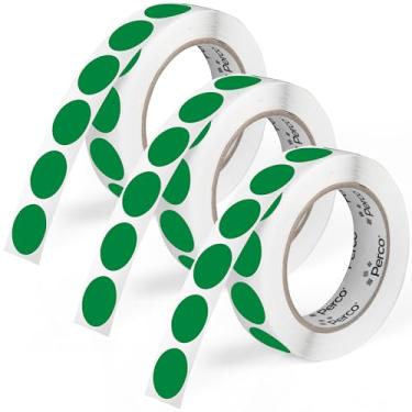 Imagem de Perco Etiquetas adesivas redondas verdes de 2,5 cm - Pacote com vários rolos (3 rolos, 1.000 etiquetas cada) - Adesivo permanente, cores vibrantes, fixação forte - perfurado para fácil uso - Feito nos