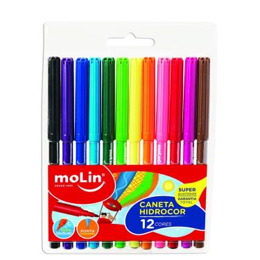 Imagem de Canetas Hidrocor 97 Color Plus Blister 12 Cores Ponta Fina 2,0mm Lavável Não Tóxica
