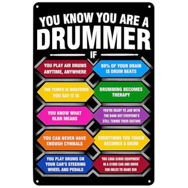 Imagem de Placa de metal para decoração de parede com citação inspiradora de baterista para casa, bar, escritório, garagem, ventiladores, presente, 30 x 20 cm