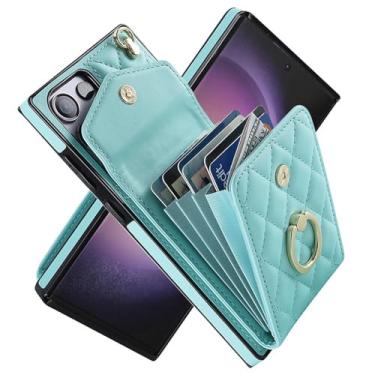 Imagem de HJZSZX Para Samsung S23 Plus Cordão Couro Carteira Cartão Telefone Capa Anel Capa (Para Samsung S23 Plus/verde)