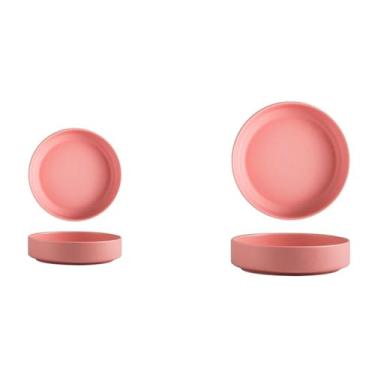 Imagem de Prato ocidental criativo de cerâmica esmaltada, prato de sobremesa de salada de restaurante - meio rosa claro - 15 cm