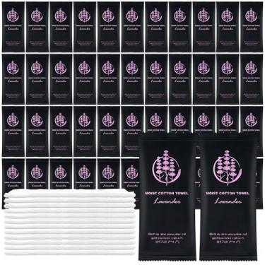 Imagem de Toalha de algodão úmida a granel toalha úmida embrulhada individualmente, serviços de toalha branca, toalhas refrescantes pré-umedecidas para dentistas, viagens, esportes, festas, hotel (lavanda, 50)