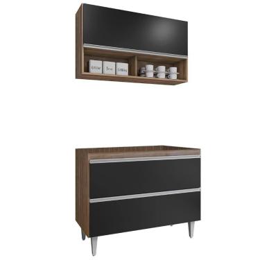 Imagem de Armário De Cozinha Nichos Cp01 Para Pia 100cm Z34 Freijó/preto - Mpozenato