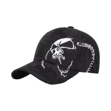 Imagem de Boné de Beisebol Bordado com Caveira - Ajustável - Proteção Solar (Pri