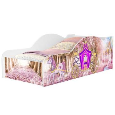 Imagem de Mini Cama Infantil 148x68cm Personagens Carruagem Rosa Z53 - Mpozenato