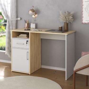 Imagem de Escrivaninha 1 Porta 1 Gaveta Hall Artany - Carvalho com Branco