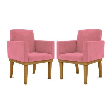 Imagem de Kit 02 Cadeiras C/Base Mesa/Estudos Poltrona rosa