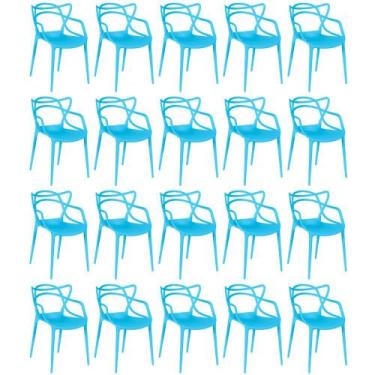 Imagem de Kit 20 Cadeiras de Jantar Allegra Design Empilhável - Azul - Magazine 