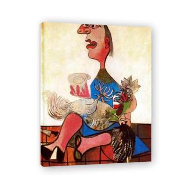 Imagem de LKXGRRSFG Impressão em tela Woman With Cockerel Pablo Picasso Cubism – Reprodução profissional arte moderna 69,88 x 91 cm