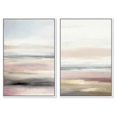 Imagem de Art Remedy Conjunto de tela Dreamy Tones Conjunto de 2 Tons minimalistas, moldura branca, 25 x 38 cm