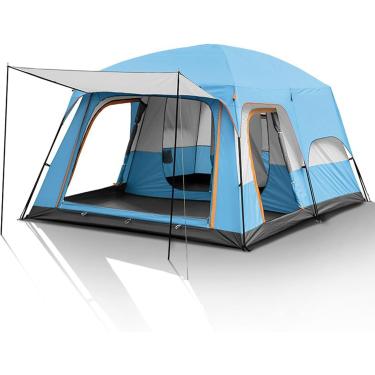 Imagem de Barraca De Acampamento Para 6/12 Pessoas Com Varanda, Tendas De Cabine Para Famílias Grandes 2 Quartos, Capa Dupla Para Chuva Instantânea Ao Ar Livre Para Festa, Caça, Caminhada
