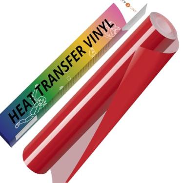 Imagem de HTVRONT Rolo De Vinil Vermelho Htv - 30 Cm X 3 M Para Passar A Ferro Cricut E Silhouette Cameo, Rolos Transferência Térmica Camisetas, Design Erva Daninha Fácil Cortar