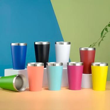 Imagem de Kit 4 Mini Copo Térmico 120ml Pequeno em Aço Inox - Ideal para Bebida Quente e Gelada - Para Cerveja, Café (Amarelo)