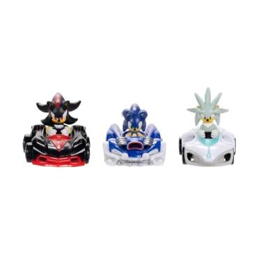Imagem de Sonic The Hedgehog Pacote Com 3 Veículos Hedgehog, Versão 1:64 Die-Cast, Incluindo Sonic, Speed Star, Tails, Whirlwind Sport E Dr. Eggman, Egg Booster