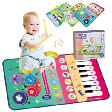 Imagem de Tapete de Música Infantil, 6 Modos: Piano, Bateria, Violino, Saxofone, Acordeão, Brinquedo Educativo Multijogador (Vermelho)
