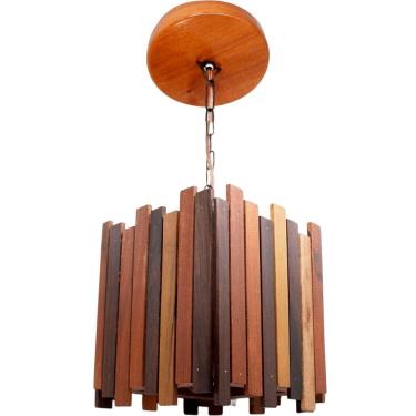 Imagem de Luminária De Teto Pendente Em Madeira Pequeno Quadrada 1,5m