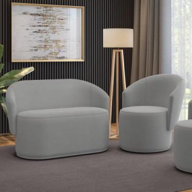 Imagem de Sofá Namoradeira e Poltrona Orgânica para Sala Malu Suede M11 - D'Ross