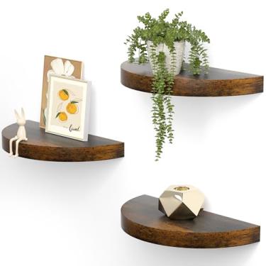 Imagem de Olakee Conjunto de 3 prateleiras flutuantes para parede, de madeira rústica de 39 cm, para banheiro, quarto, sala de estar, cozinha, escritório – Prateleiras decorativas resistentes – preto