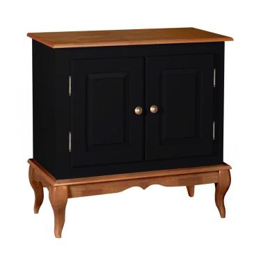Imagem de Gabinete para Banheiro 2 Porta com Pés Luiz XV Dália 3050 Linz Móveis - Preto/Imbuia Glazer