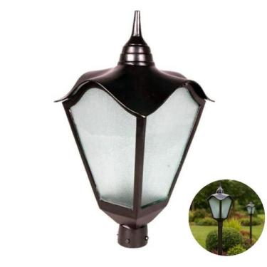 Imagem de Luminária Colonial Para Poste Romana Grande em Alumínio com Vidro - Lu