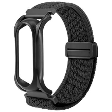 Imagem de REEYEAR Pulseira trançada de nylon ajustável para smartwatch + base protetora serve para gravador PLAUD AI, pino atualizado de 18 mm para facilitar a substituição da pulseira, preto