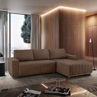 Imagem de Sofá Fixo Com Chaise 2,3M Boreal Veludo Com Molas Lado Direito Meu Sofá Online