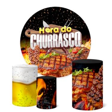 Imagem de Trio Capas Cilindro + Painel Redondo 1,50m Churrasco (K1CHO0007)