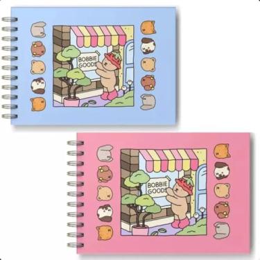 Imagem de Livro de Colorir Infantil, Capa Dura A5 Espiral, 50 Folhas, Papel 180g, Desenhos Fofos para Relaxamento (Azul)