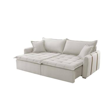 Imagem de Sofá Cama Linho em Madeira Eucalipto 280cm Braço 20cm Arizona Meu Sofá Online