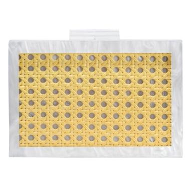 Imagem de Bolsa feminina moderna de acrílico para noite 2025 bolsa clutch elegante em tecido de vime para festa de formatura elegante, Branco, One Size