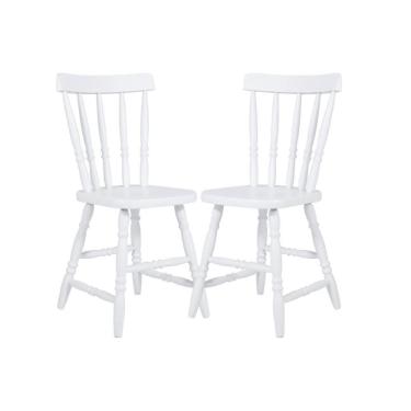 Imagem de Kit Cadeira Ditália Madeira Maciça Eucalipto 2 Unidades Branco