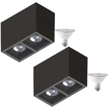 Imagem de 2 Plafon Sobrepr Recuo PAR30 + 2 Lâmpada LED 10W 6500K E27 - SAVE ENER