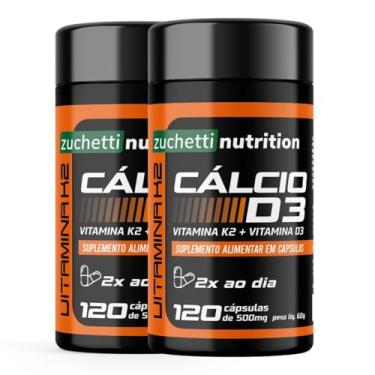 Imagem de 2 Potes Calcio 400mg Carbonato de calcio + Vitamina D3 k2 com 240 Capsulas