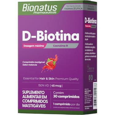 Imagem de Bionatus, D-Biotina, Comprimidos mastigáveis, Suplemento alimentar, D-Biotina 45mcg + Coenzima R, 30 comprimidos • 30 doses, Roxo